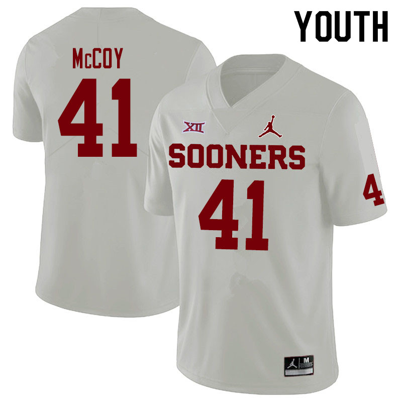 Jordan Brand Youth #41 Jake McCoy Oklahoma Sooners College Football Jerseys Sale-White - Click Image to Close